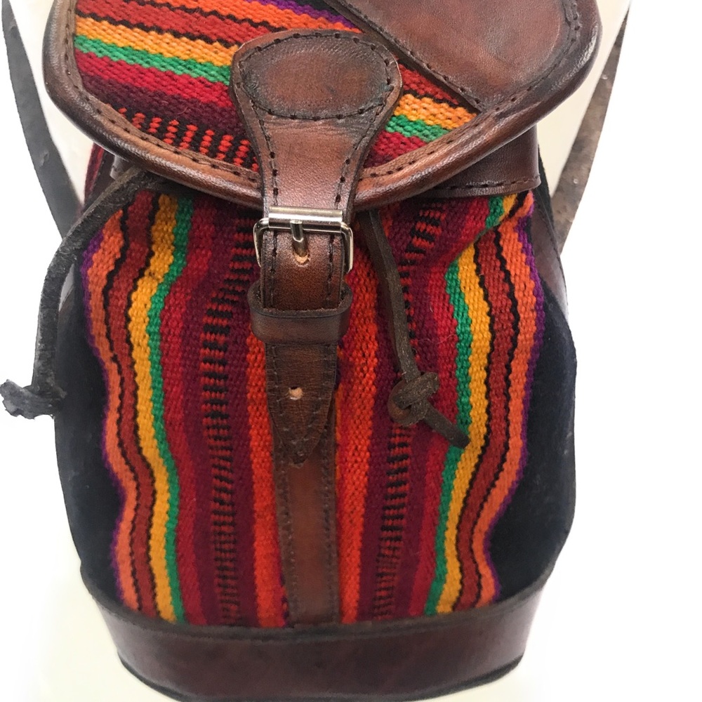 Mini Peruvian Wool and Leather Backpack. - Picture 3 of 6